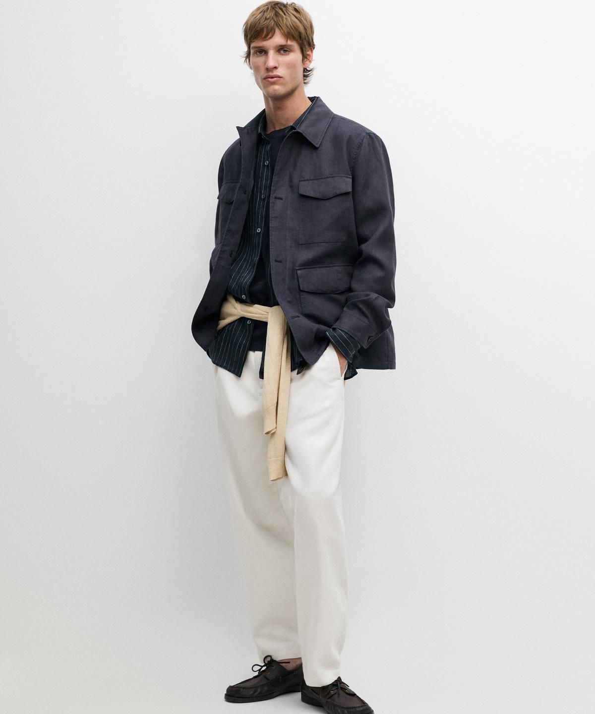 마시모두띠(MASSIMO DUTTI) 경량 린넨 포켓 자켓