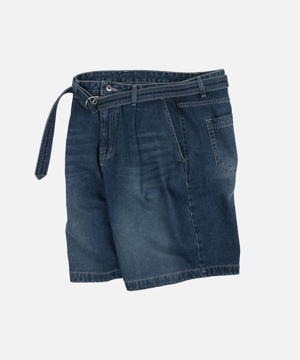 프리즘웍스(FRIZMWORKS) LYOCELL BELTED DENIM SHORTS _ MID BLUE