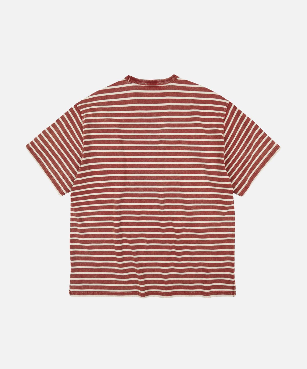 프리즘웍스(FRIZMWORKS) VINTAGE FADED STRIPE HALF TEE _ BURGUNDY