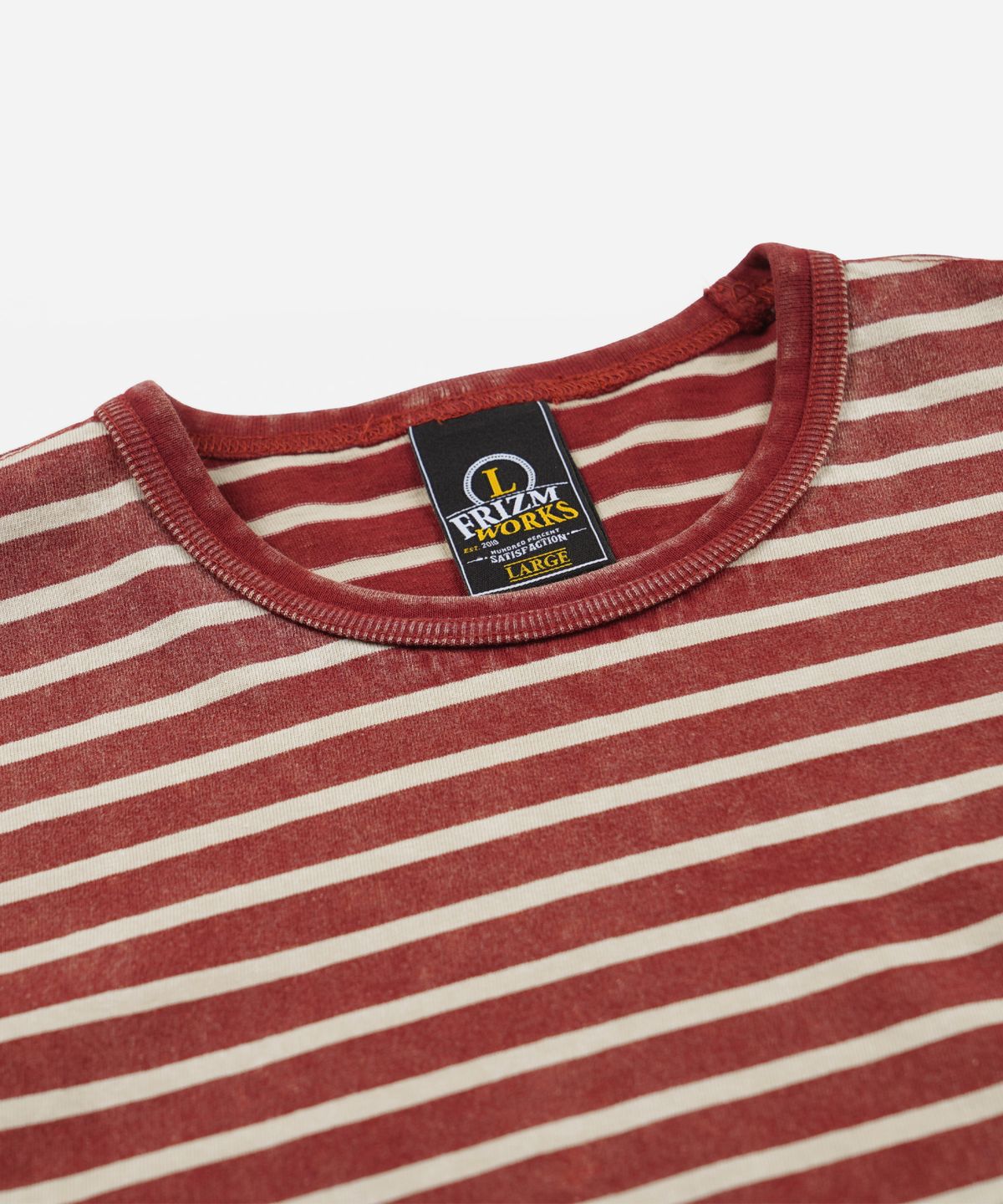 프리즘웍스(FRIZMWORKS) VINTAGE FADED STRIPE HALF TEE _ BURGUNDY