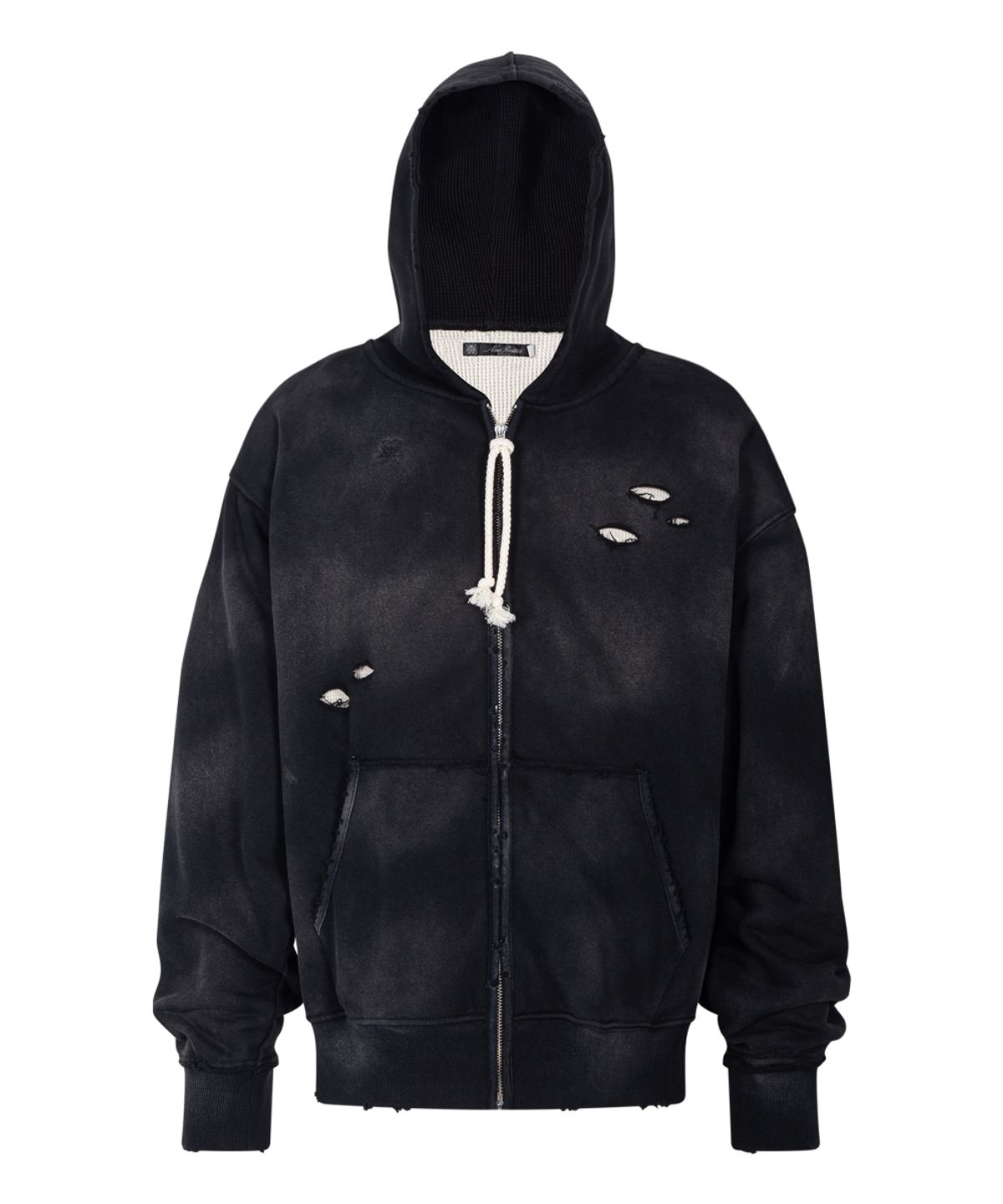 레어리티스(NINE RARITIES) Washed Frayed Zip Hoodie