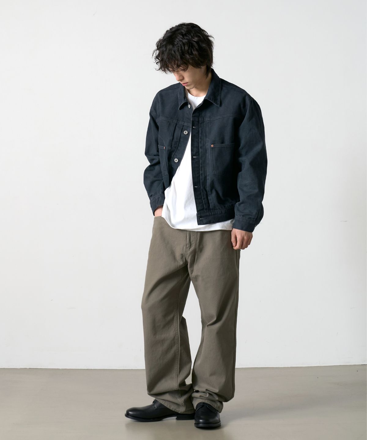 덴메이드(DENMADE) DEN765 Raw Routine Wide Chino (Olive Charcoal)