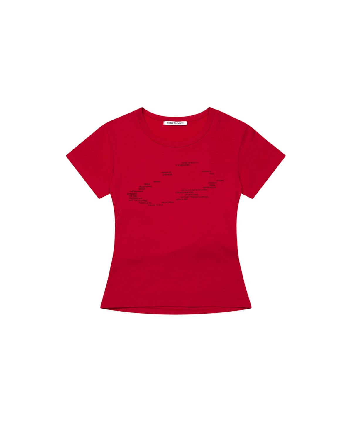 쓰리투에이티(THREE TO EIGHTY) STANDARD BACK CROSS POINT TEE RED