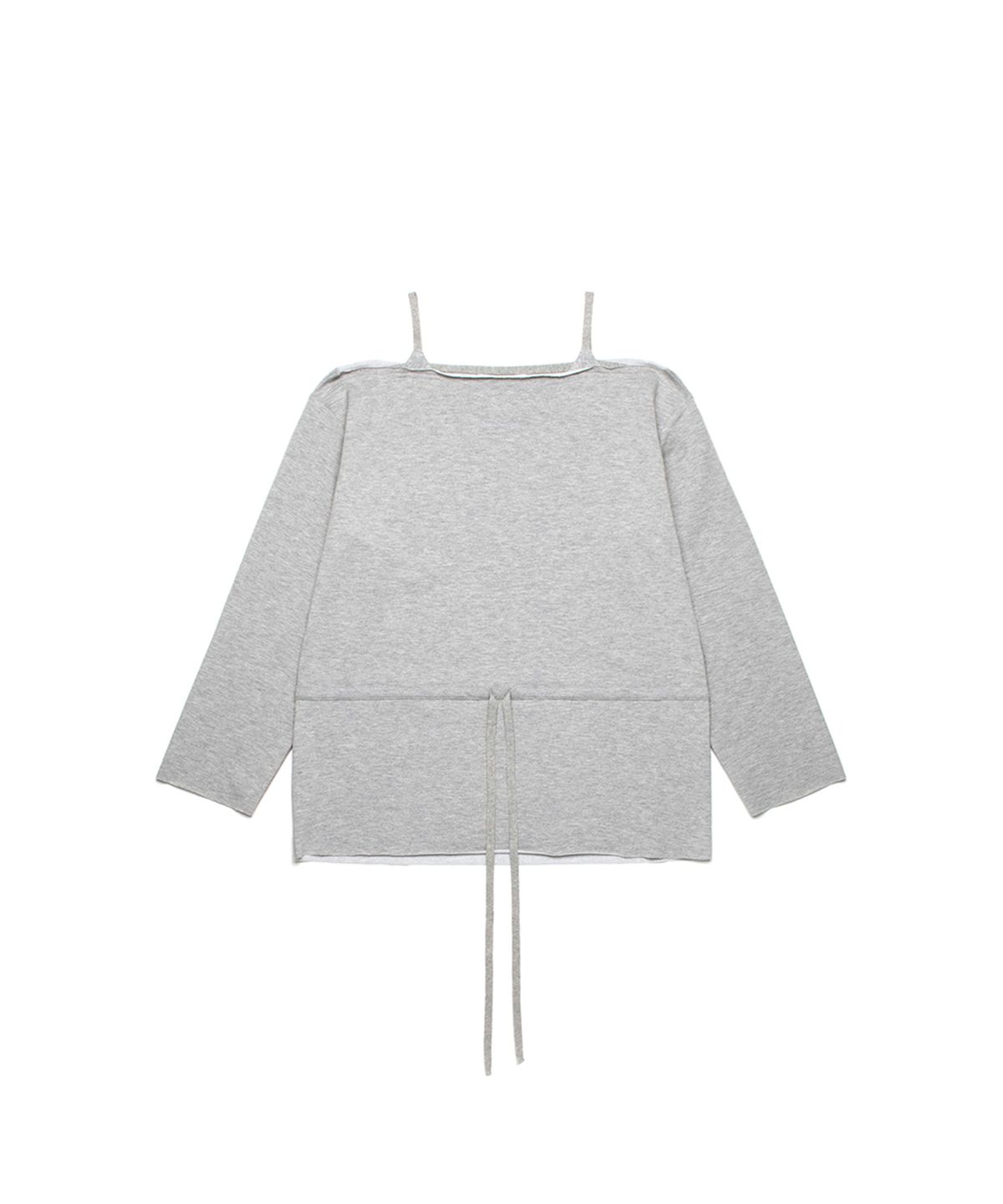 쓰리투에이티(THREE TO EIGHTY) OFF-SHOULDER SHIRRING TEE M.GREY