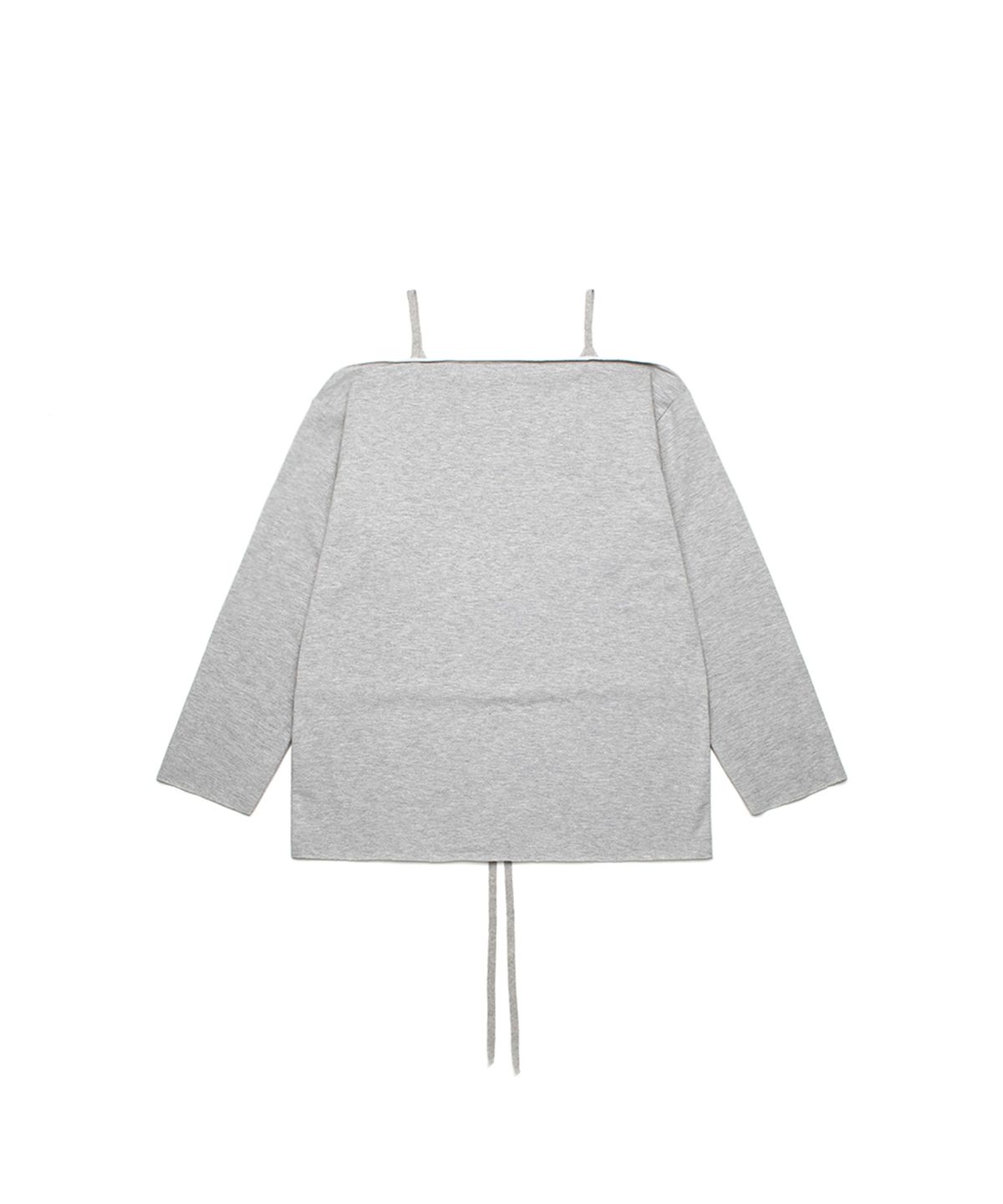 쓰리투에이티(THREE TO EIGHTY) OFF-SHOULDER SHIRRING TEE M.GREY