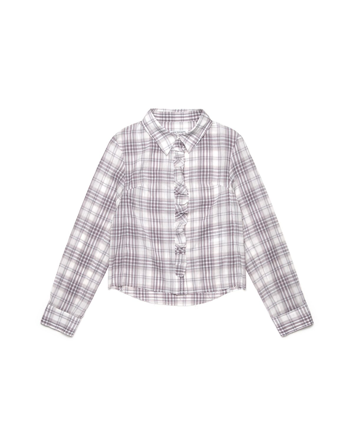 쓰리투에이티(THREE TO EIGHTY) VINTAGE CHECK FRILL SHIRTS PURPLE