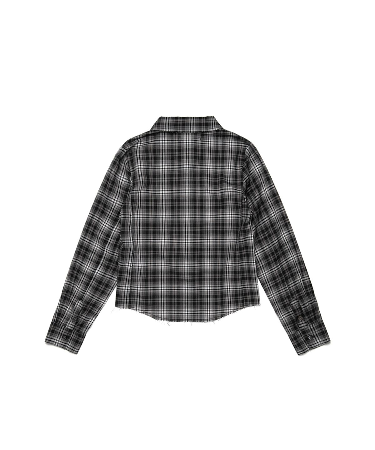 쓰리투에이티(THREE TO EIGHTY) VINTAGE CHECK FRILL SHIRTS BLACK