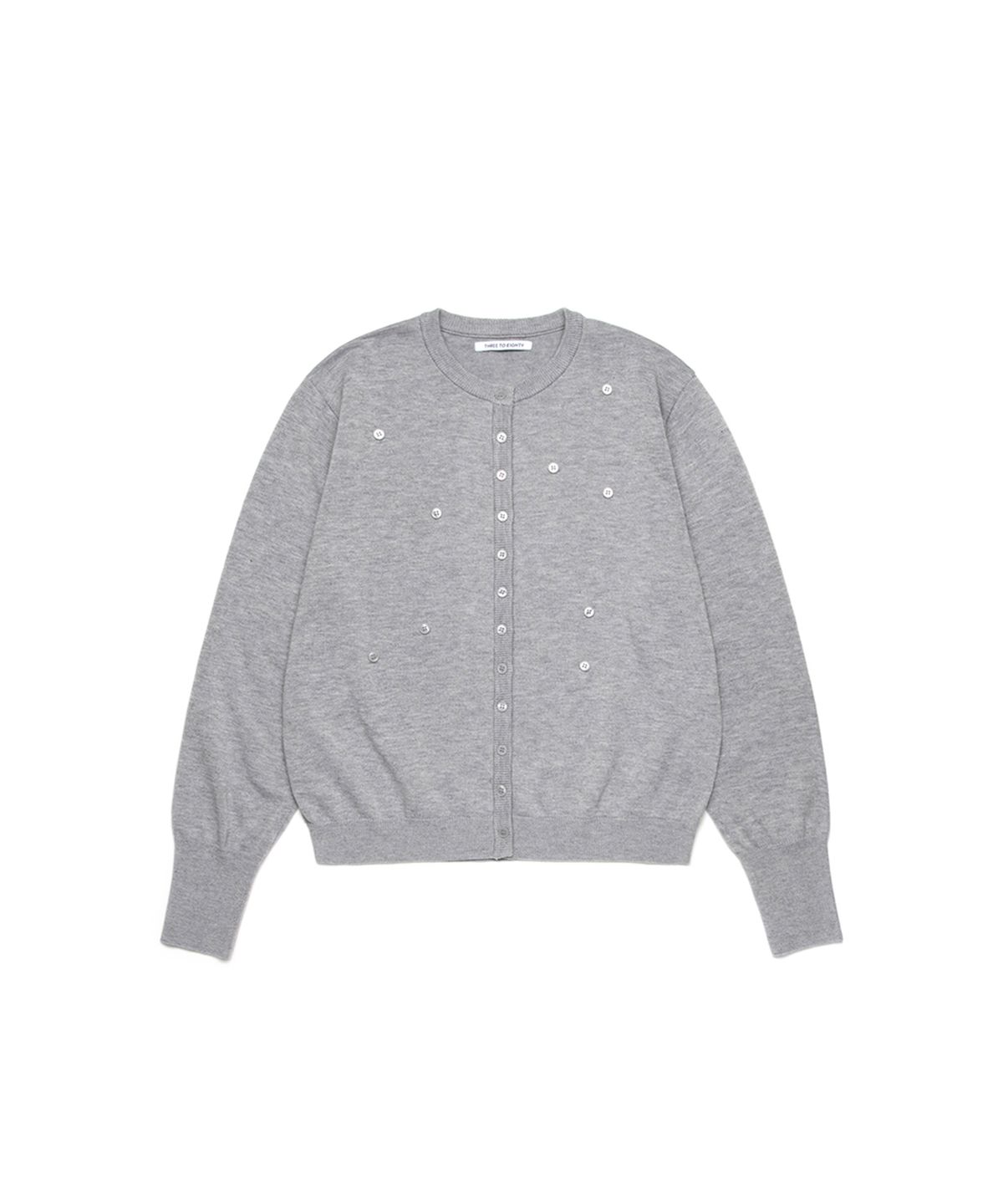 쓰리투에이티(THREE TO EIGHTY) MOP BUTTON CARDIGAN GREY