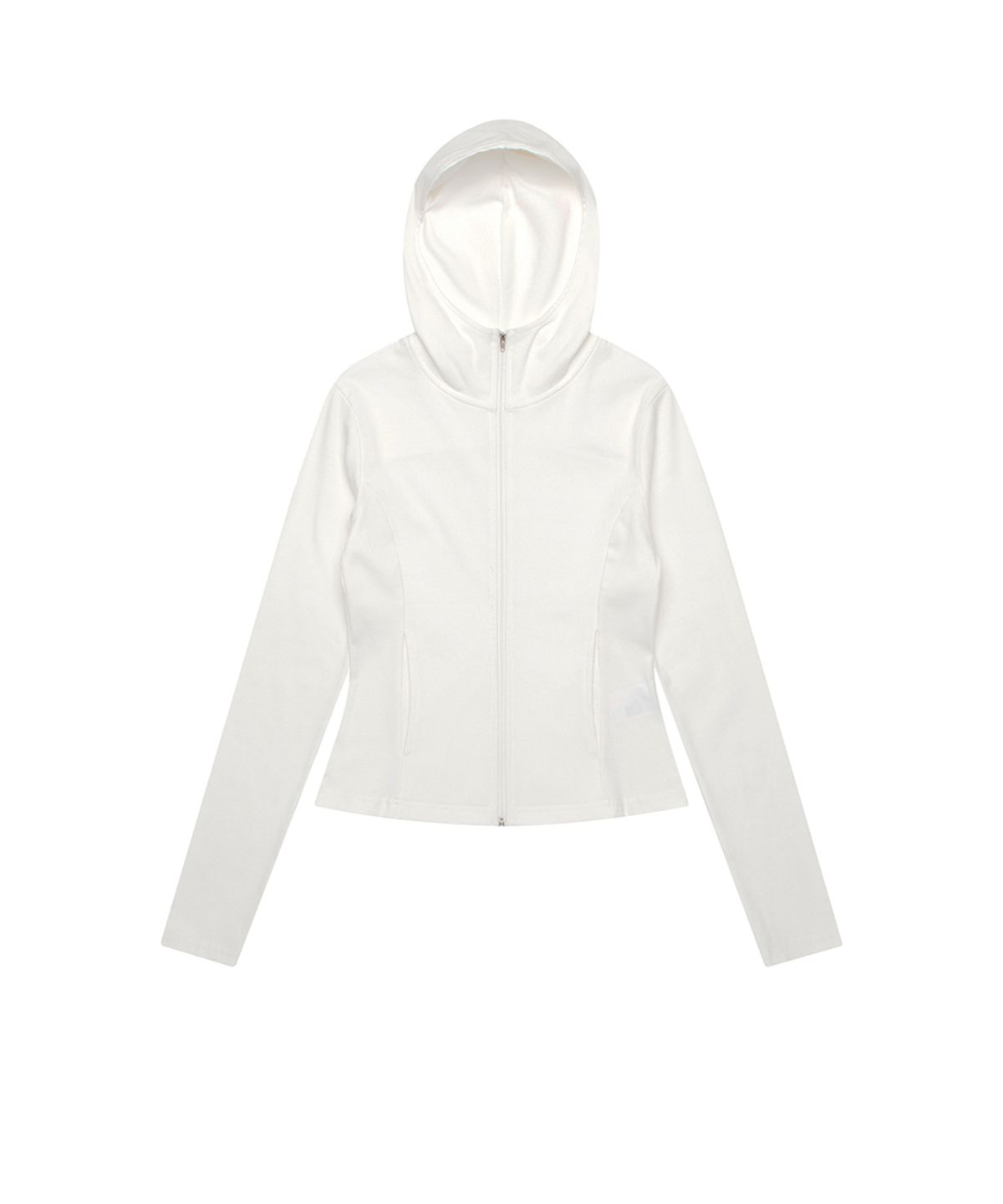 쓰리투에이티(THREE TO EIGHTY) CURVED SLIM ZIP HOODIE WHITE