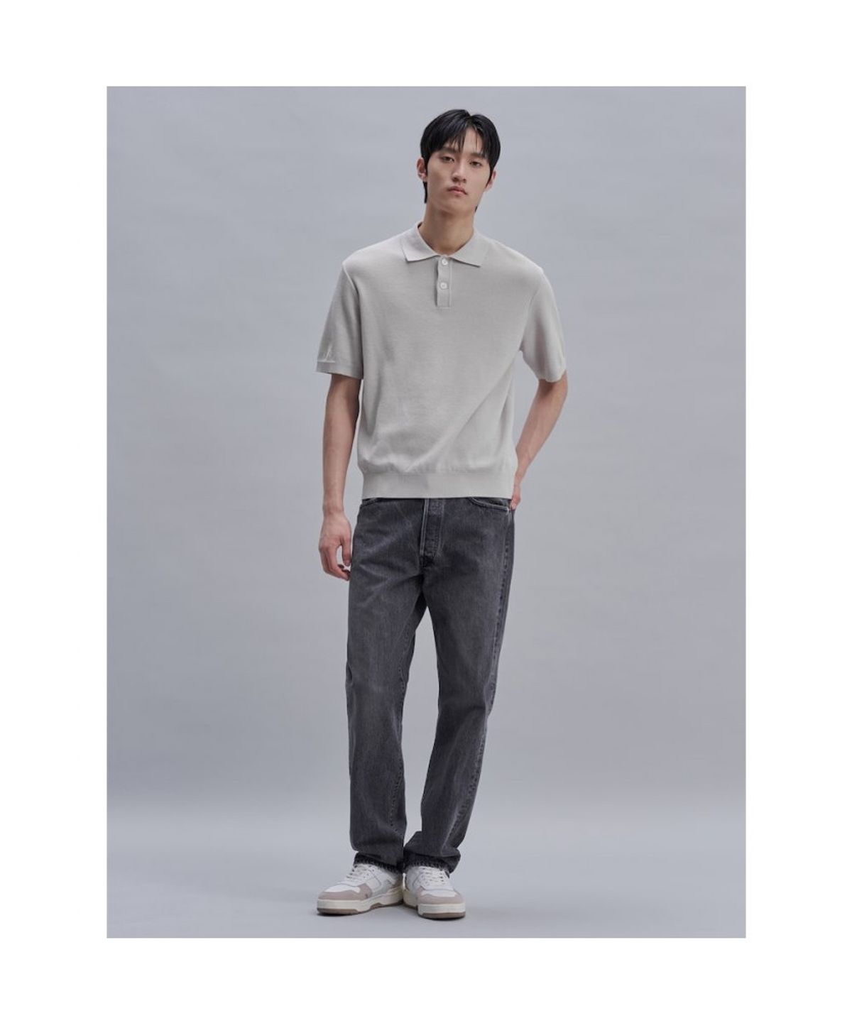 시프트지(SHIFT.G) Cool Summer Polo Neck Sweater  Light Grey