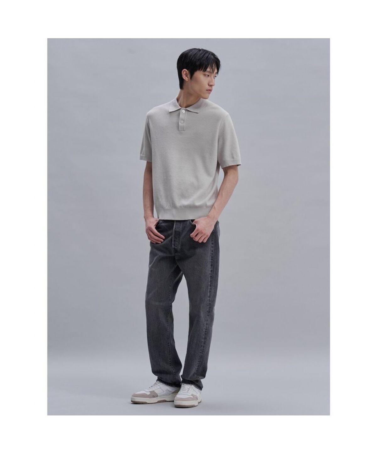 시프트지(SHIFT.G) Cool Summer Polo Neck Sweater  Light Grey
