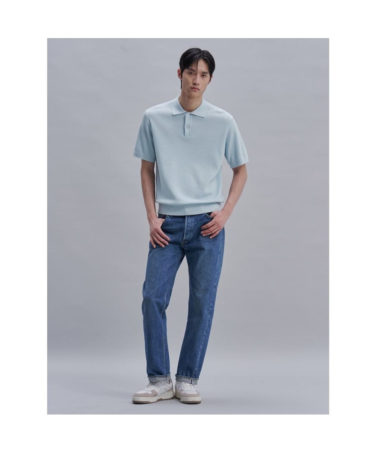 시프트지(SHIFT.G) Cool Summer Polo Neck Sweater  Sky Blue