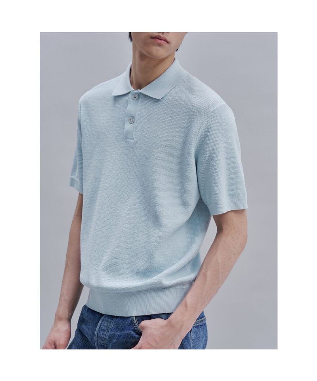 시프트지(SHIFT.G) Cool Summer Polo Neck Sweater  Sky Blue