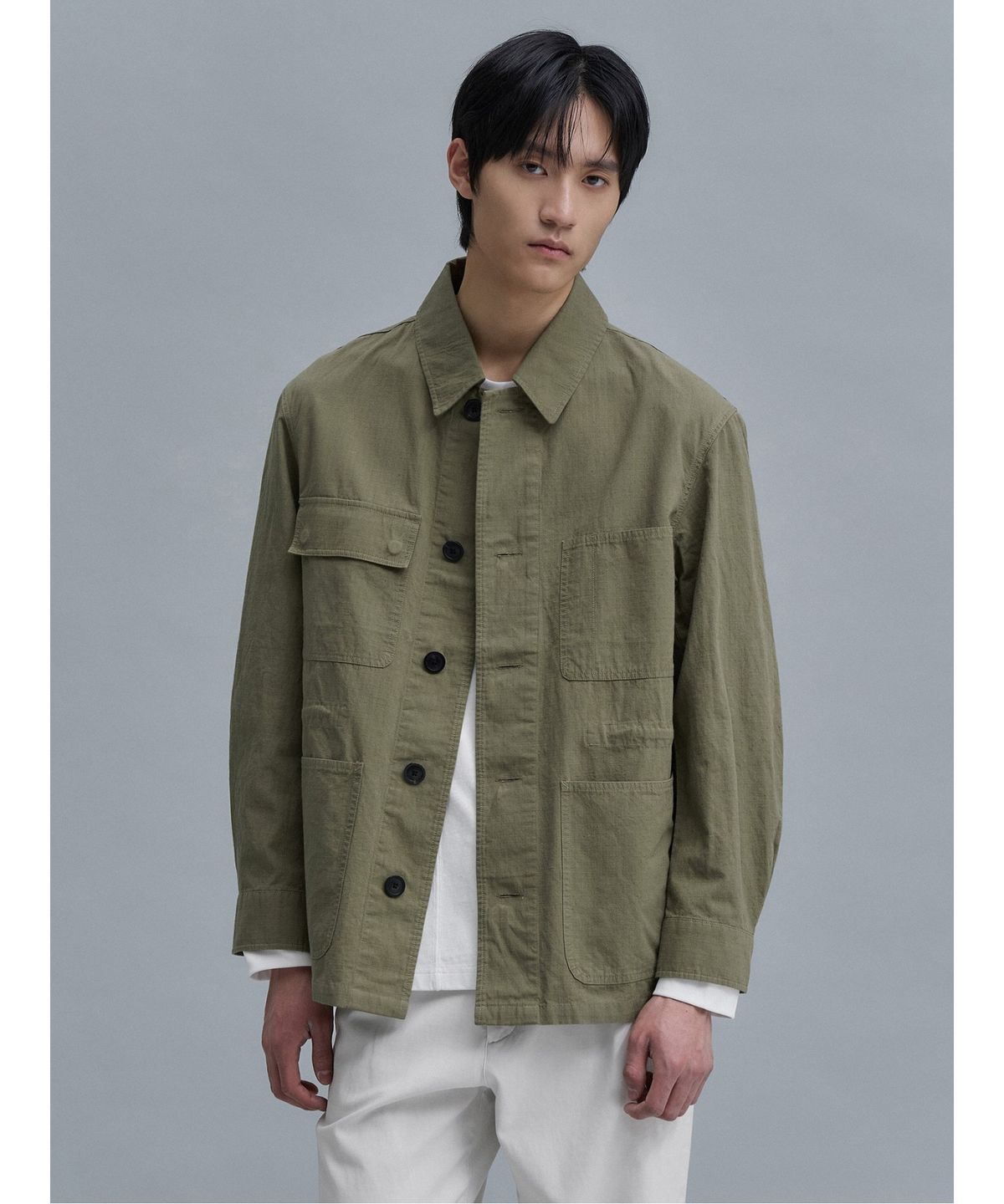 시프트지(SHIFT.G) Cotton Linen Field Jacket  Khaki