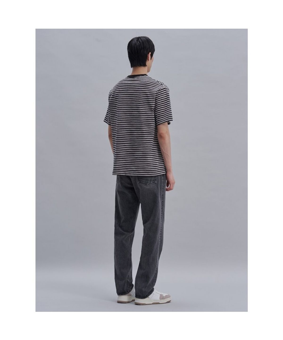 시프트지(SHIFT.G) Lettering Point Stripe TShirt  Black