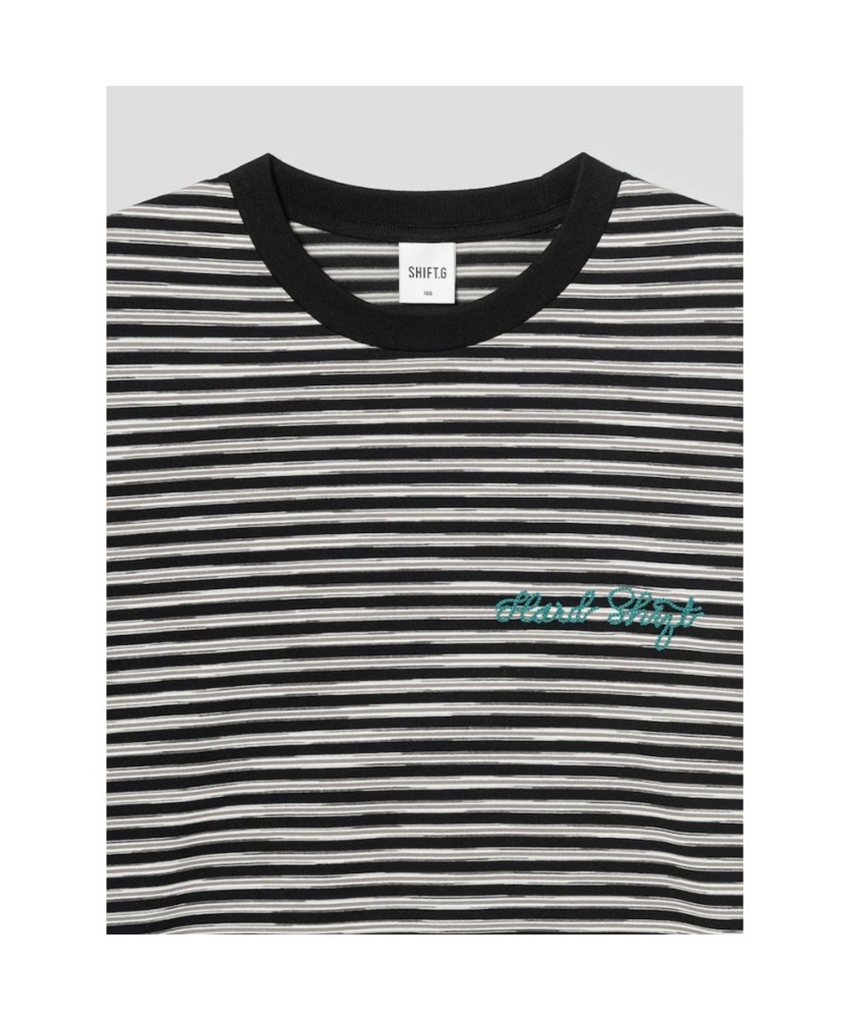 시프트지(SHIFT.G) Lettering Point Stripe TShirt  Black
