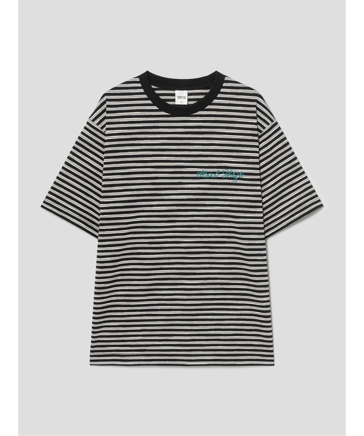 시프트지(SHIFT.G) Lettering Point Stripe TShirt  Black