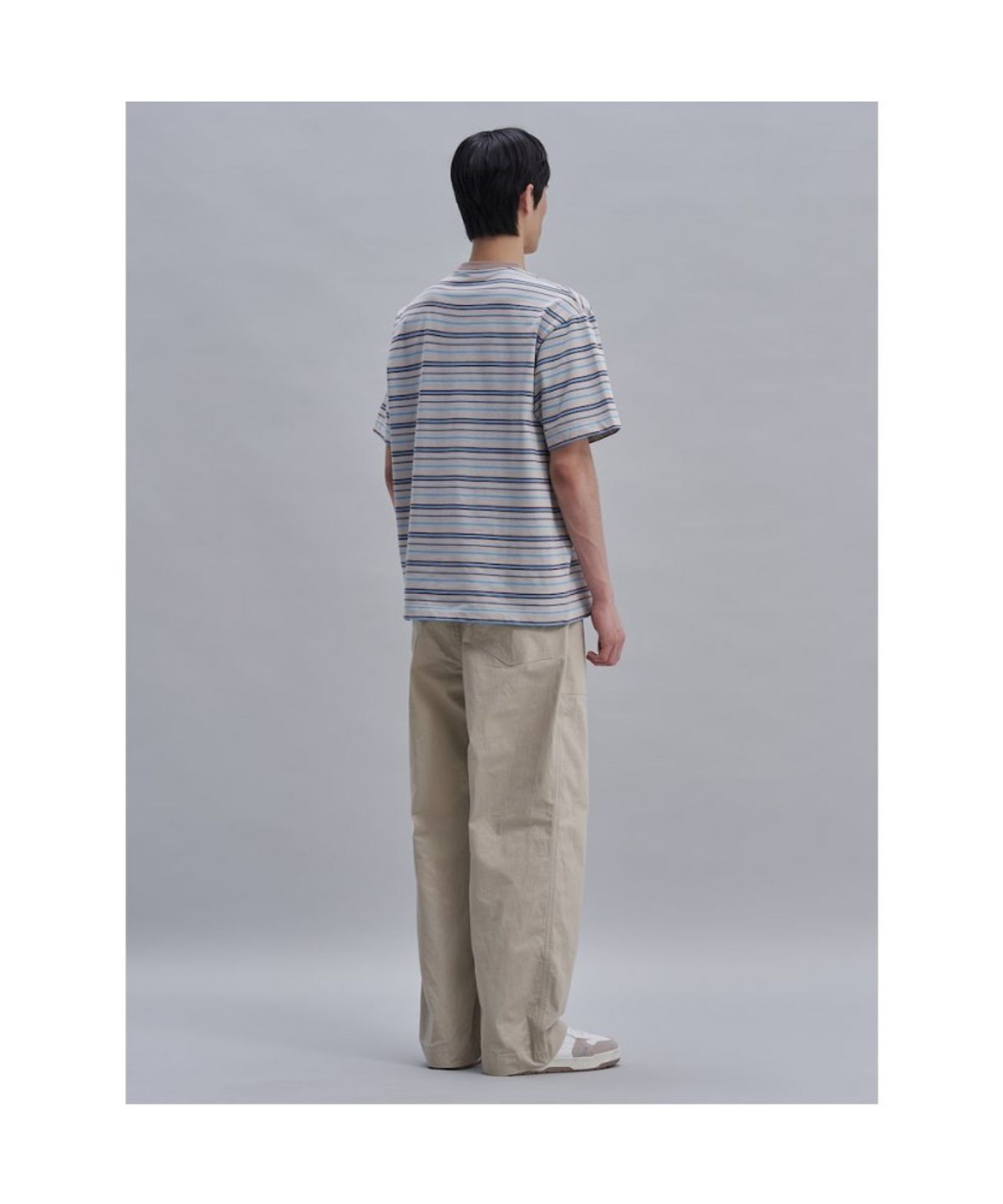 시프트지(SHIFT.G) Lettering Point Stripe TShirt  Beige