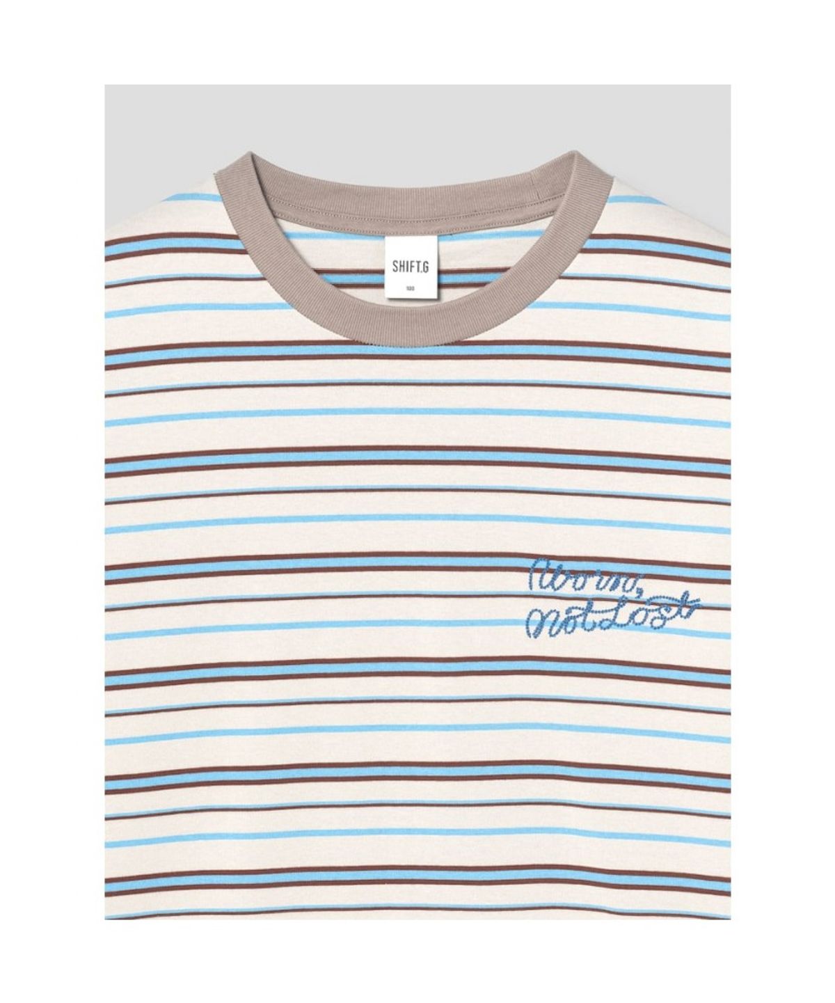 시프트지(SHIFT.G) Lettering Point Stripe TShirt  Beige