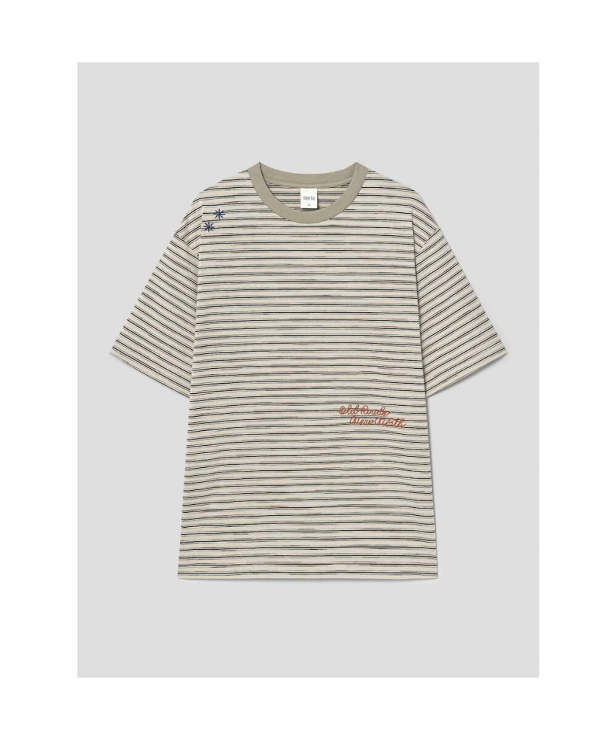 시프트지(SHIFT.G) Lettering Point Stripe TShirt  Khaki