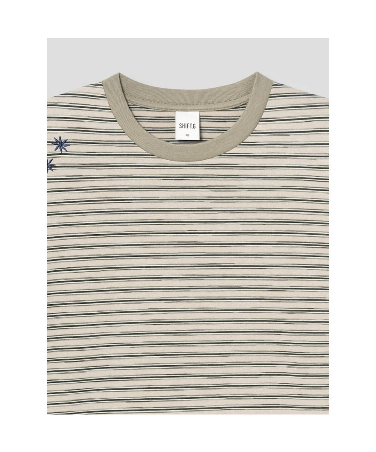 시프트지(SHIFT.G) Lettering Point Stripe TShirt  Khaki