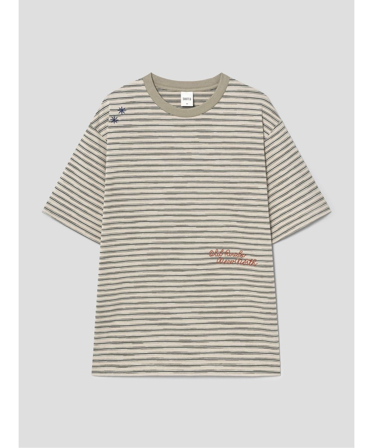 시프트지(SHIFT.G) Lettering Point Stripe TShirt  Khaki