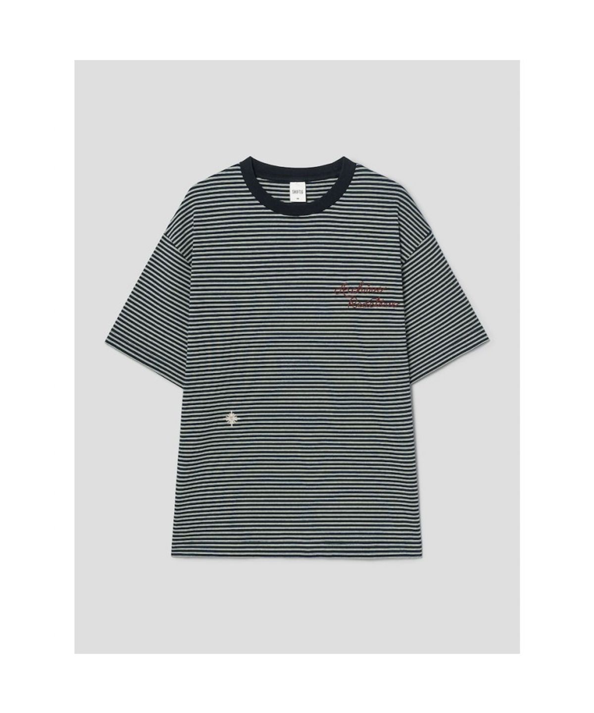 시프트지(SHIFT.G) Lettering Point Stripe TShirt  Navy