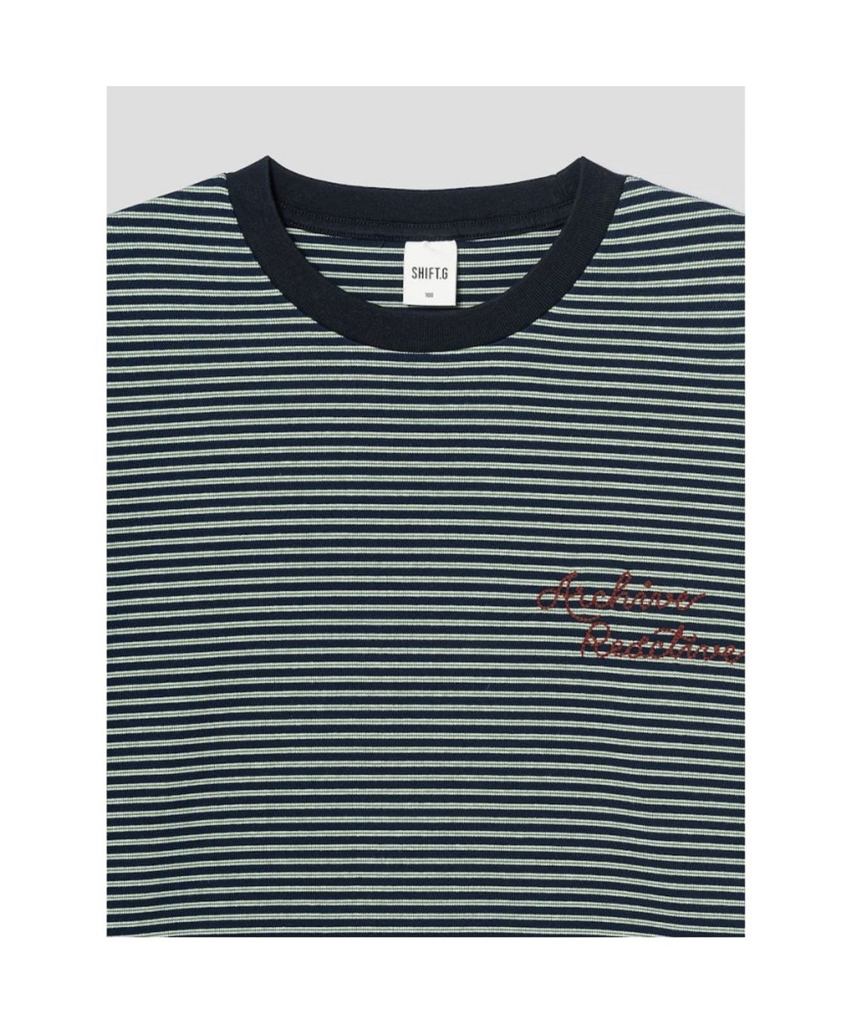 시프트지(SHIFT.G) Lettering Point Stripe TShirt  Navy