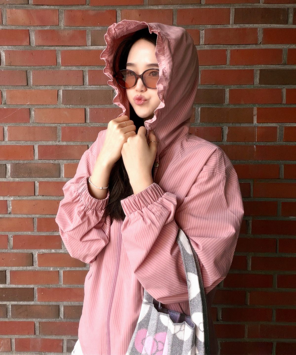 마스마룰즈 어패럴(MASMARULEZ APPAREL) Check Frill Windbreaker Jacket_Pink