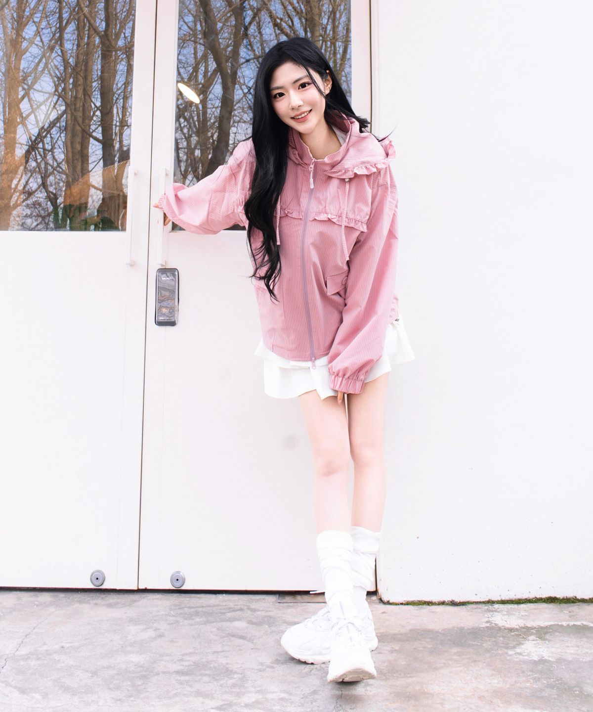 마스마룰즈 어패럴(MASMARULEZ APPAREL) Check Frill Windbreaker Jacket_Pink