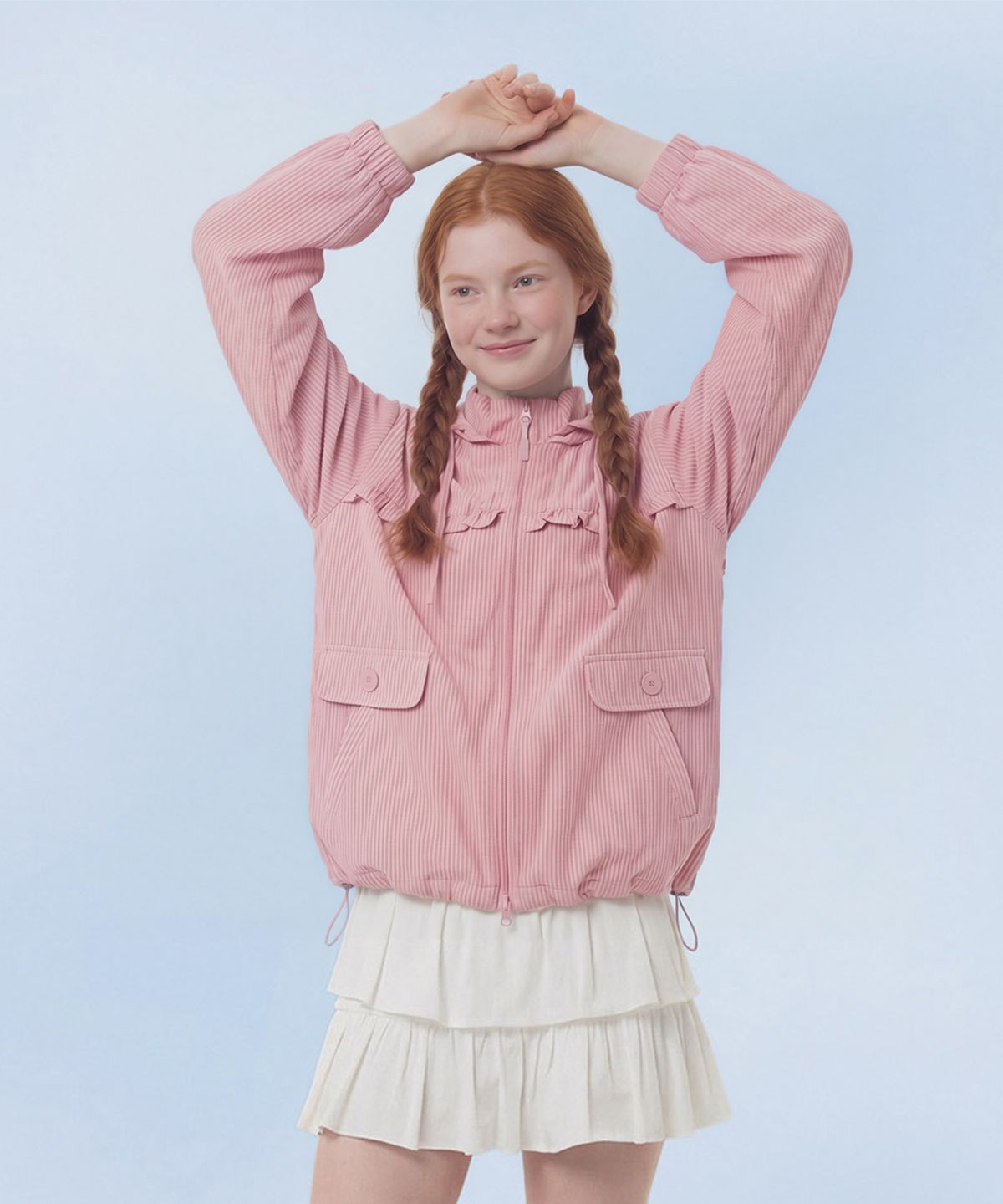 마스마룰즈 어패럴(MASMARULEZ APPAREL) Check Frill Windbreaker Jacket_Pink