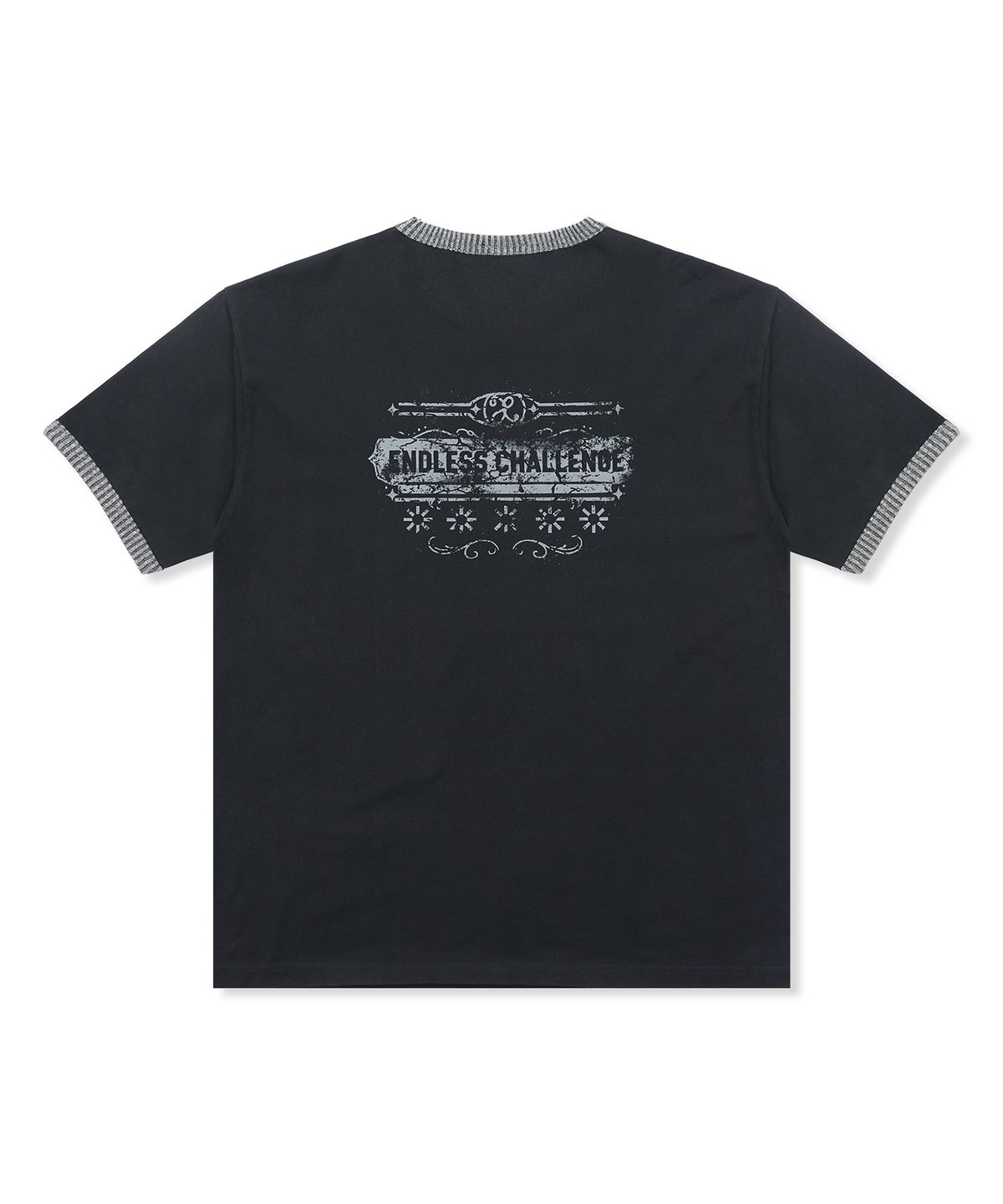엑스톤즈(XTONZ) XTT156 투톤 리브드 크롭 링거 티셔츠 (BLACK)