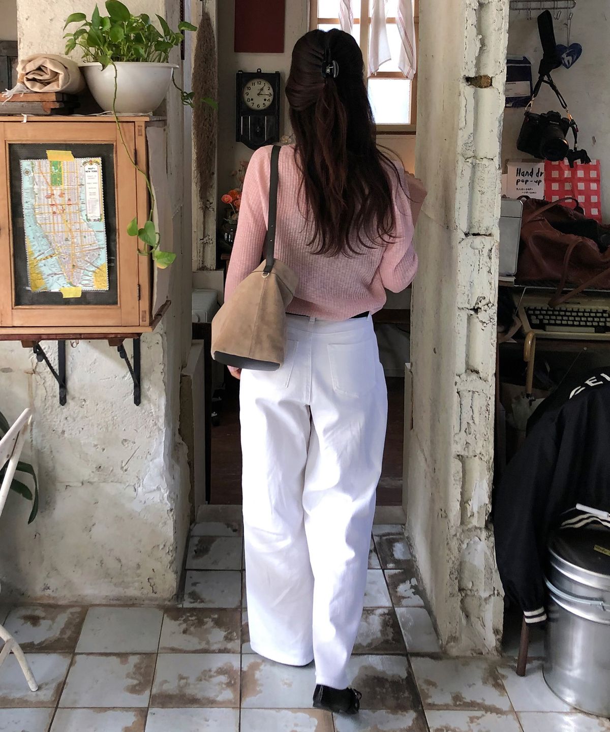 마인드브릿지 우먼(MIND BRIDGE WOMEN) [W]와이드 화이트 데님 팬츠