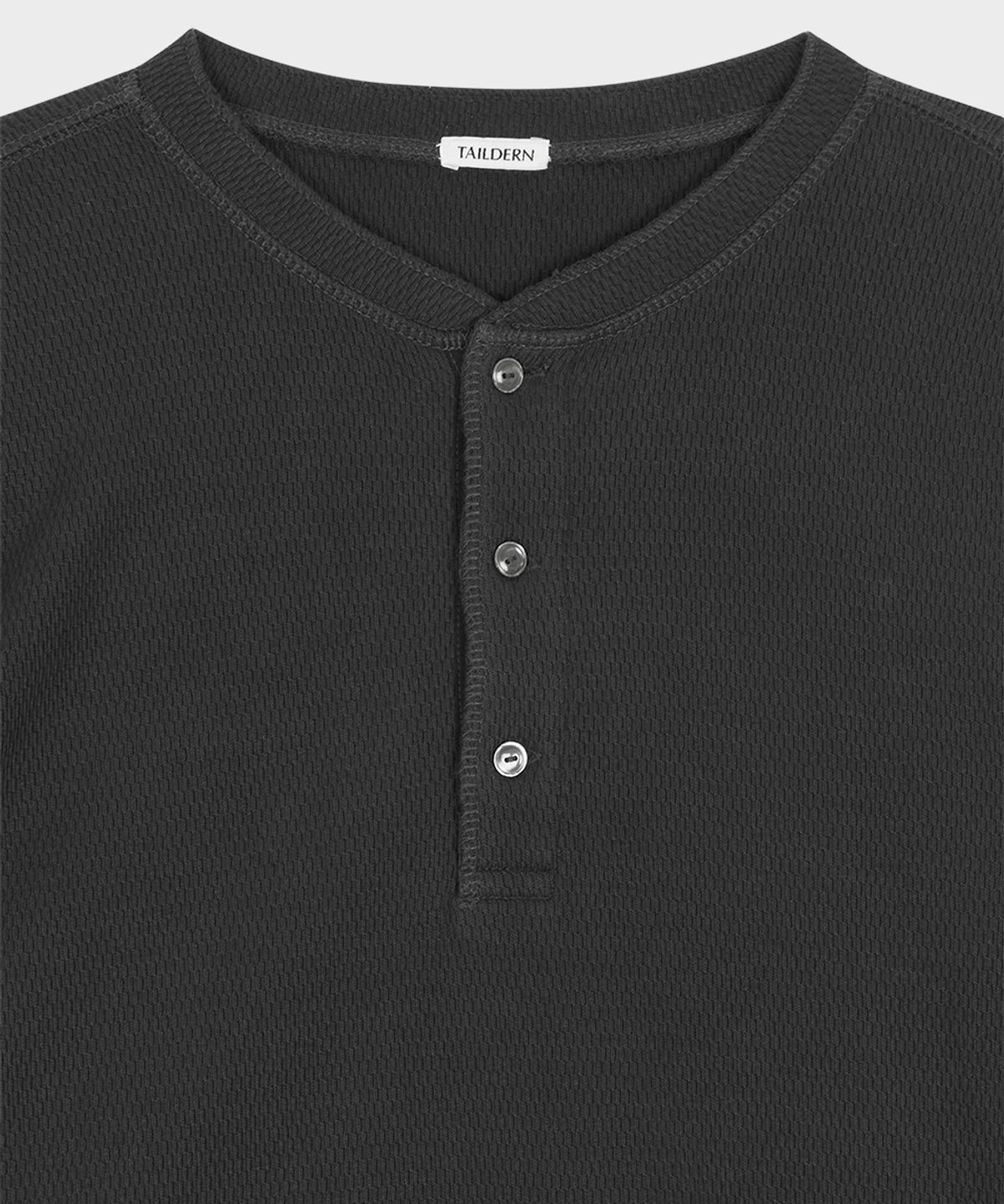 테일던(TAILDERN) Waffle Henley Long-Sleeve T-shirt Dark Grey