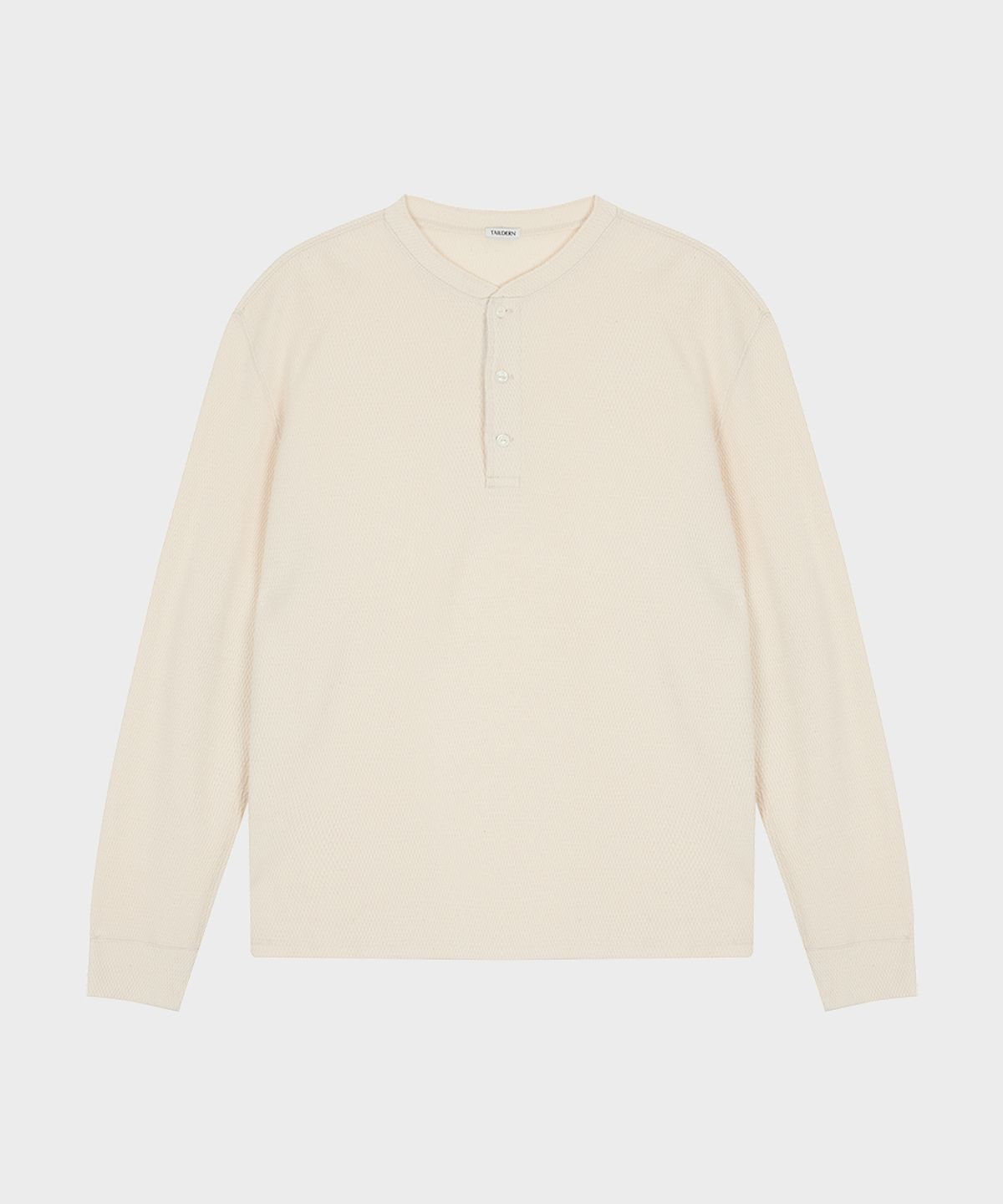 테일던(TAILDERN) Waffle Henley Long-Sleeve T-shirt Ivory