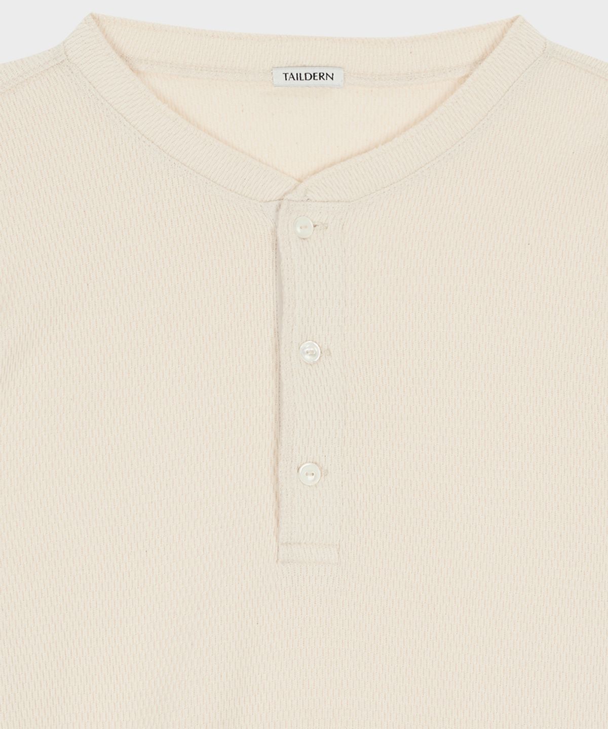 테일던(TAILDERN) Waffle Henley Long-Sleeve T-shirt Ivory