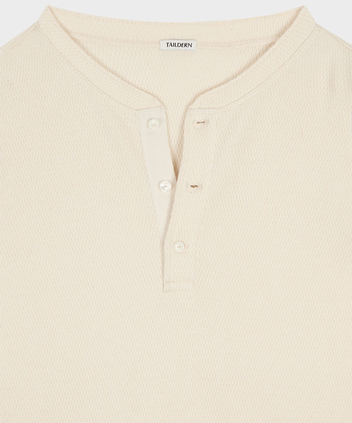 테일던(TAILDERN) Waffle Henley Long-Sleeve T-shirt Ivory