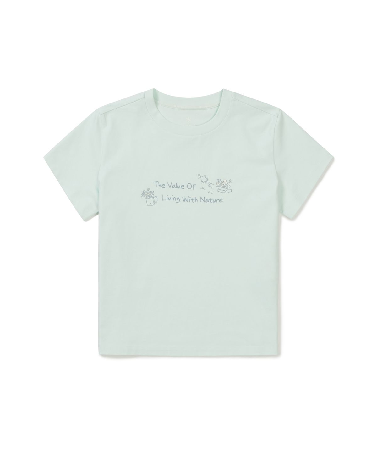 스노우피크 어패럴(SNOWPEAK APPAREL) 에어로쿨 여성 크롭 레터링 반팔 티셔츠 (S26MWFTS25) Mint