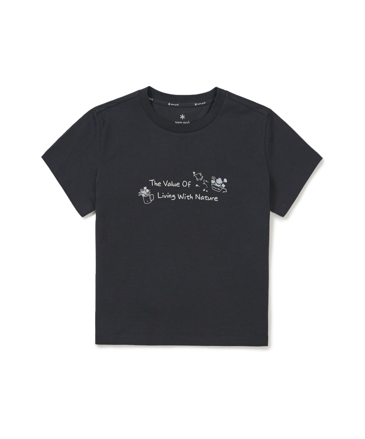 스노우피크 어패럴(SNOWPEAK APPAREL) 에어로쿨 여성 크롭 레터링 반팔 티셔츠 (S26MWFTS25) Dark Navy