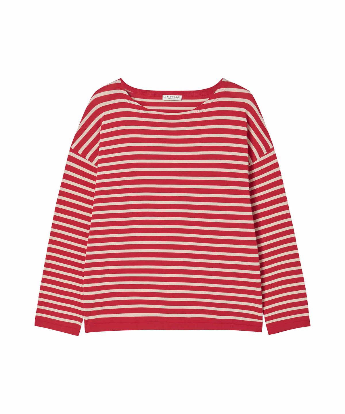 주느세콰(JE NE SAIS QUOI) 실크 텐셀 스트라이프 풀오버_레드/오프화이트