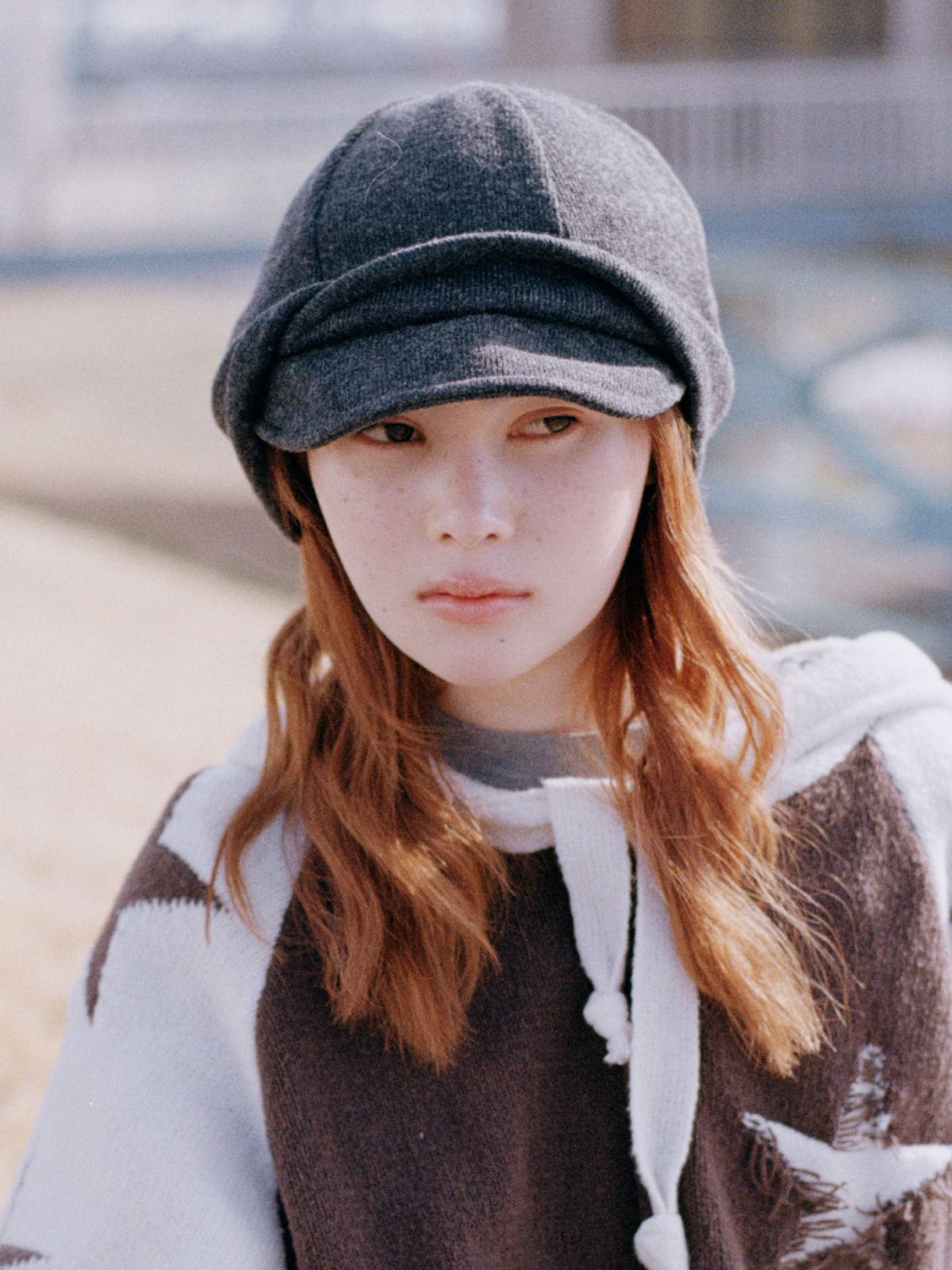 포에지담(POESIEDAME) KNIT FLAP MARGOT HAT IN GRAY
