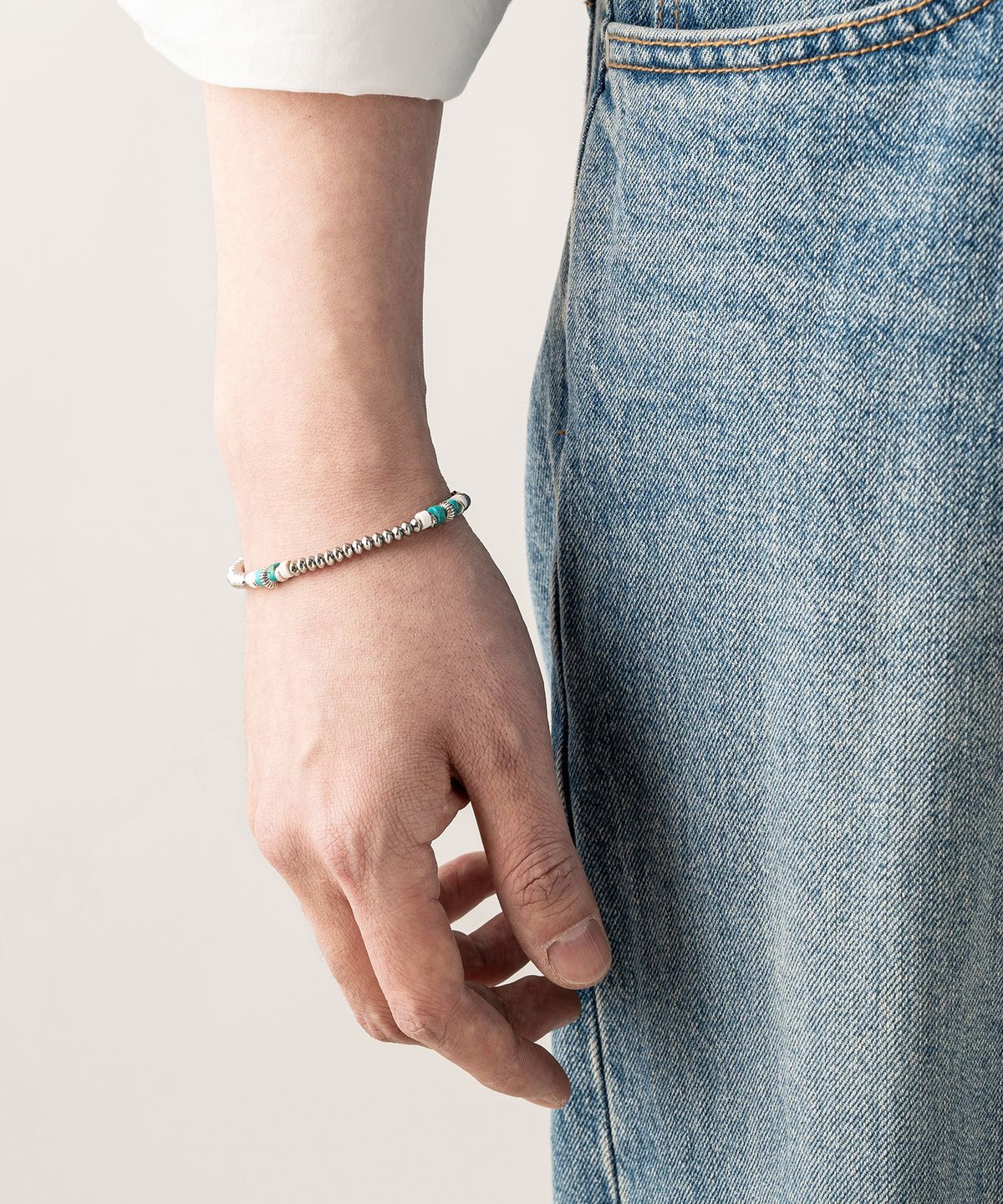 와일드 브릭스(WILD BRICKS) W25 METAL BEAD BRACELET (aqua)