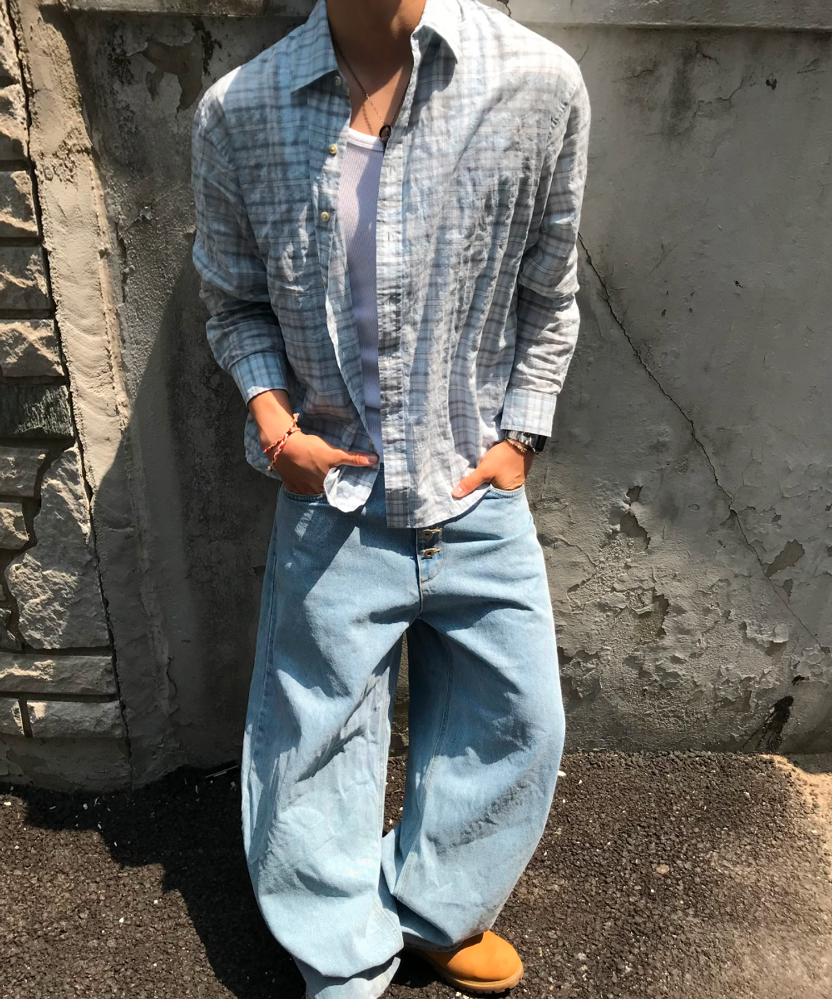 스파오(SPAO) 오버핏 체크 셔츠_SPYCG37C01