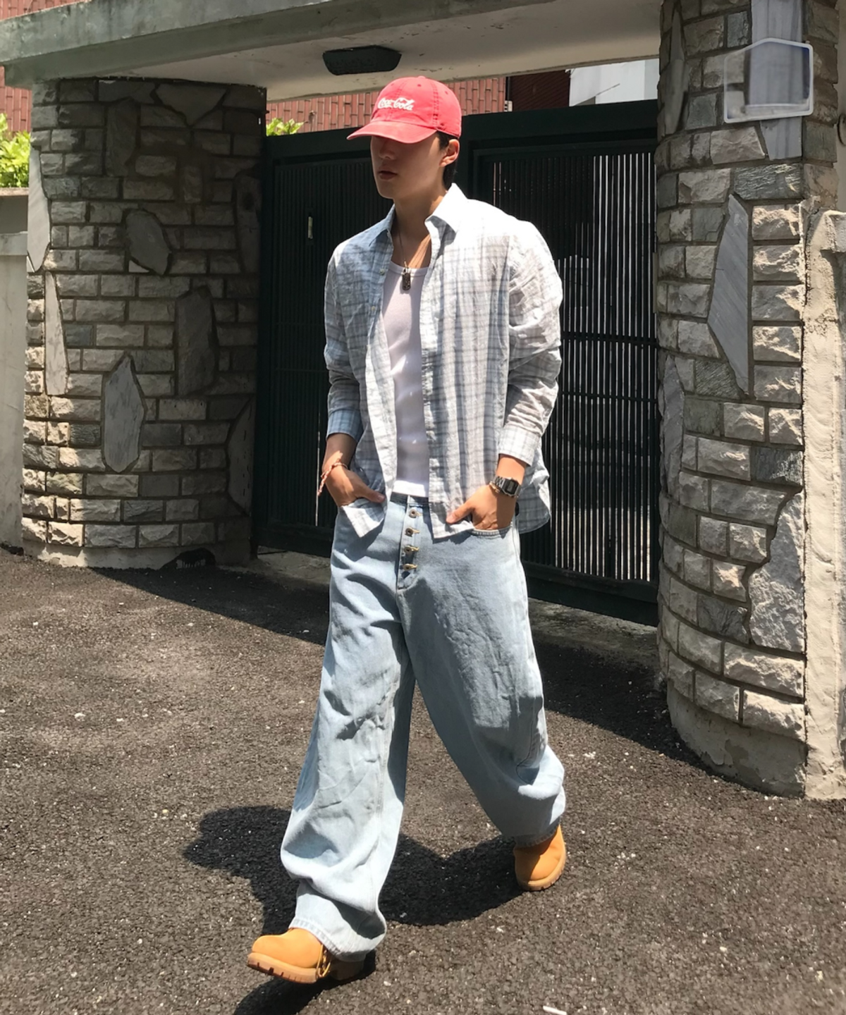 스파오(SPAO) 오버핏 체크 셔츠_SPYCG37C01