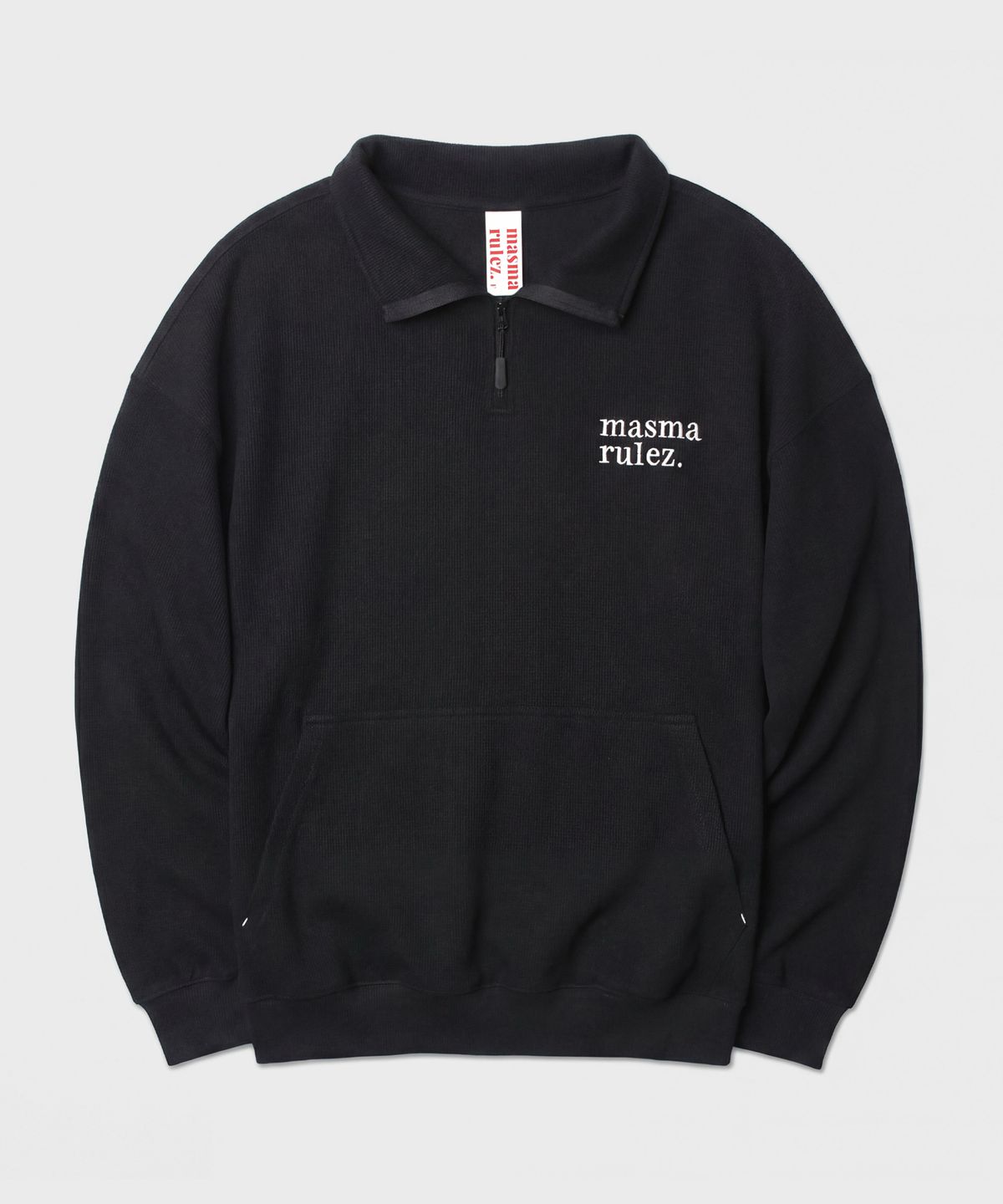 마스마룰즈 어패럴(MASMARULEZ APPAREL) [SET] Textured Waffle Half Zip-Up Set-Up_Black