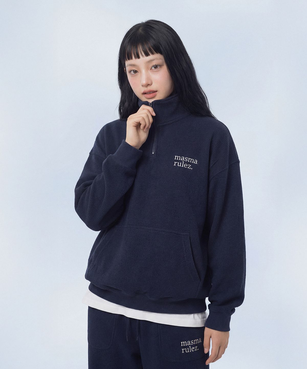 마스마룰즈 어패럴(MASMARULEZ APPAREL) Textured Waffle Half Zip-Up Sweatshirt_2 Colors