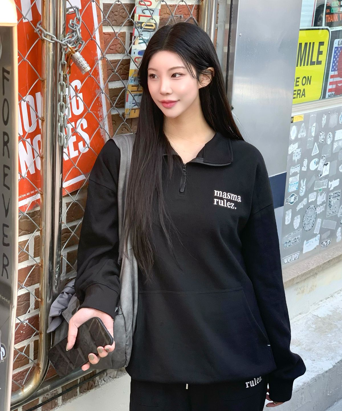 마스마룰즈 어패럴(MASMARULEZ APPAREL) Textured Waffle Half Zip-Up Sweatshirt_2 Colors