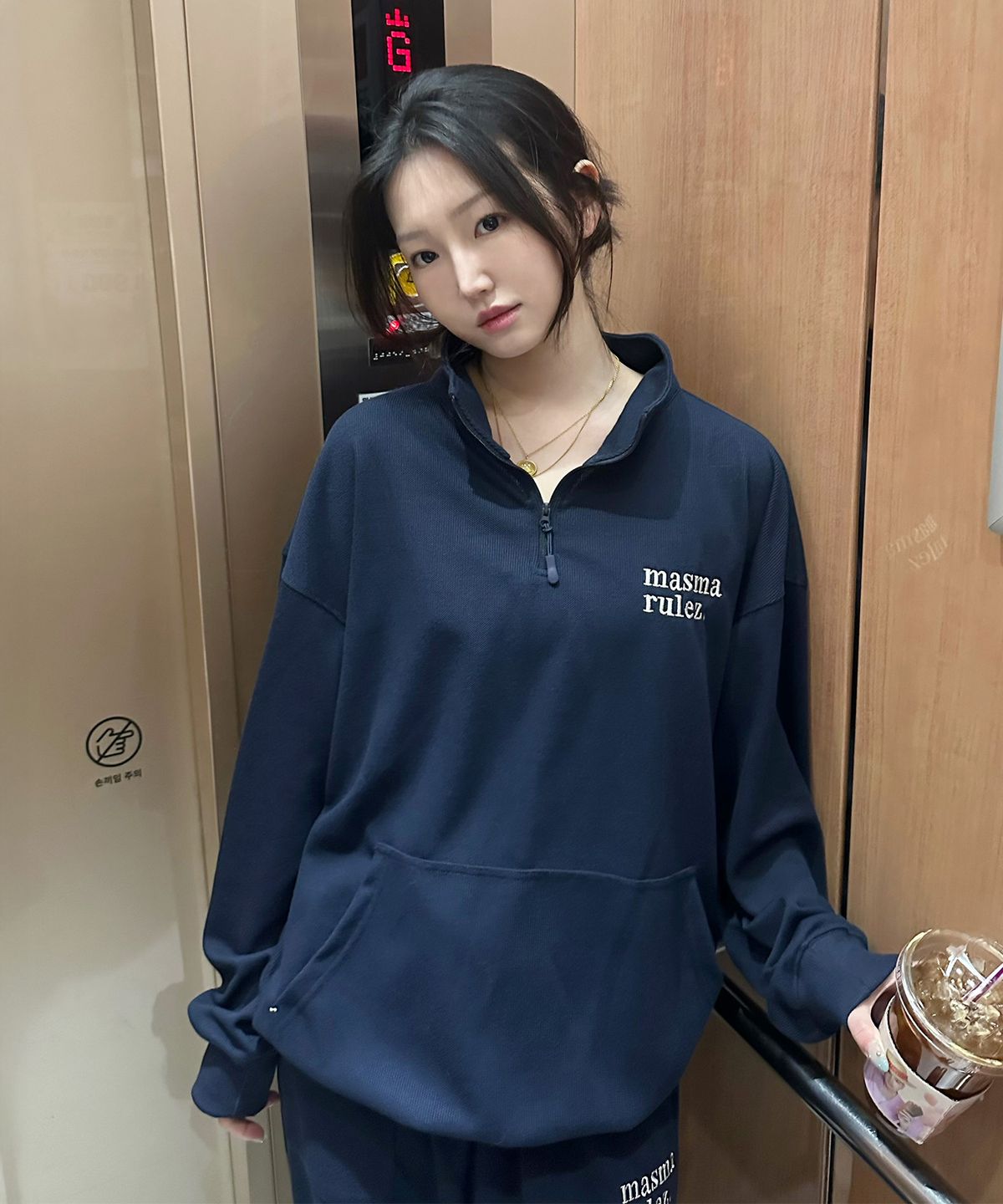 마스마룰즈 어패럴(MASMARULEZ APPAREL) Textured Waffle Half Zip-Up Sweatshirt_2 Colors