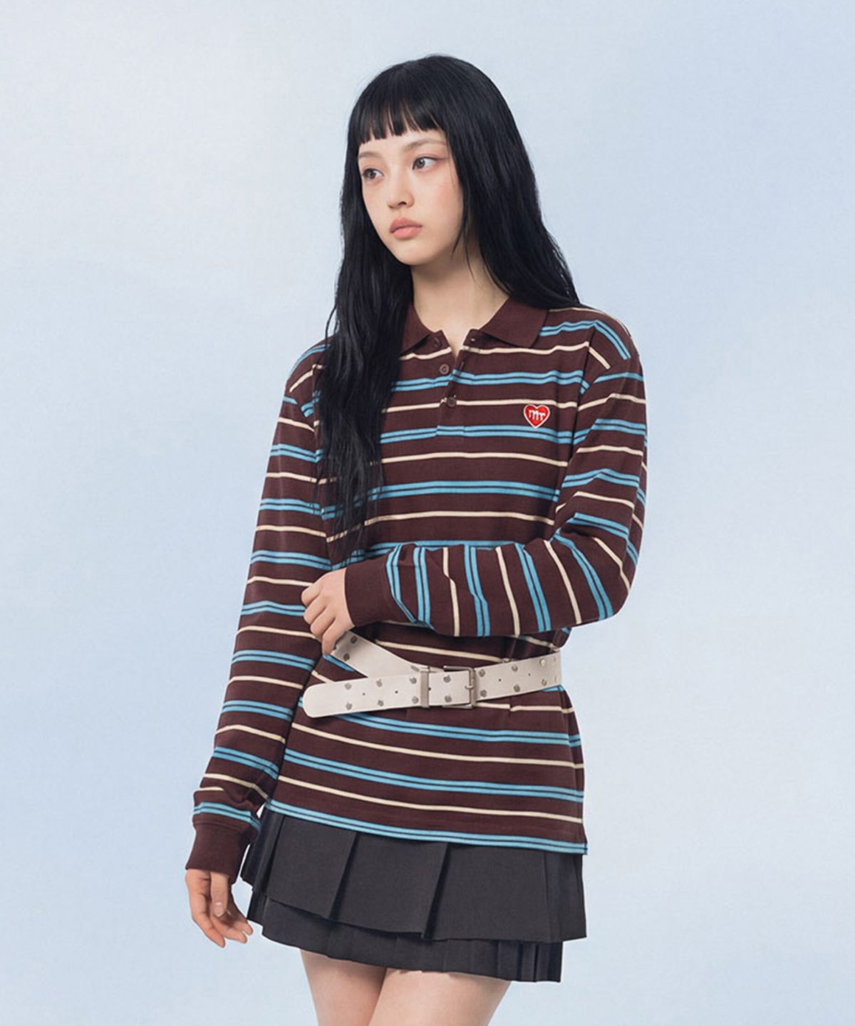 마스마룰즈 어패럴(MASMARULEZ APPAREL) Multi Strip Collar Long Sleeve_Red Brown
