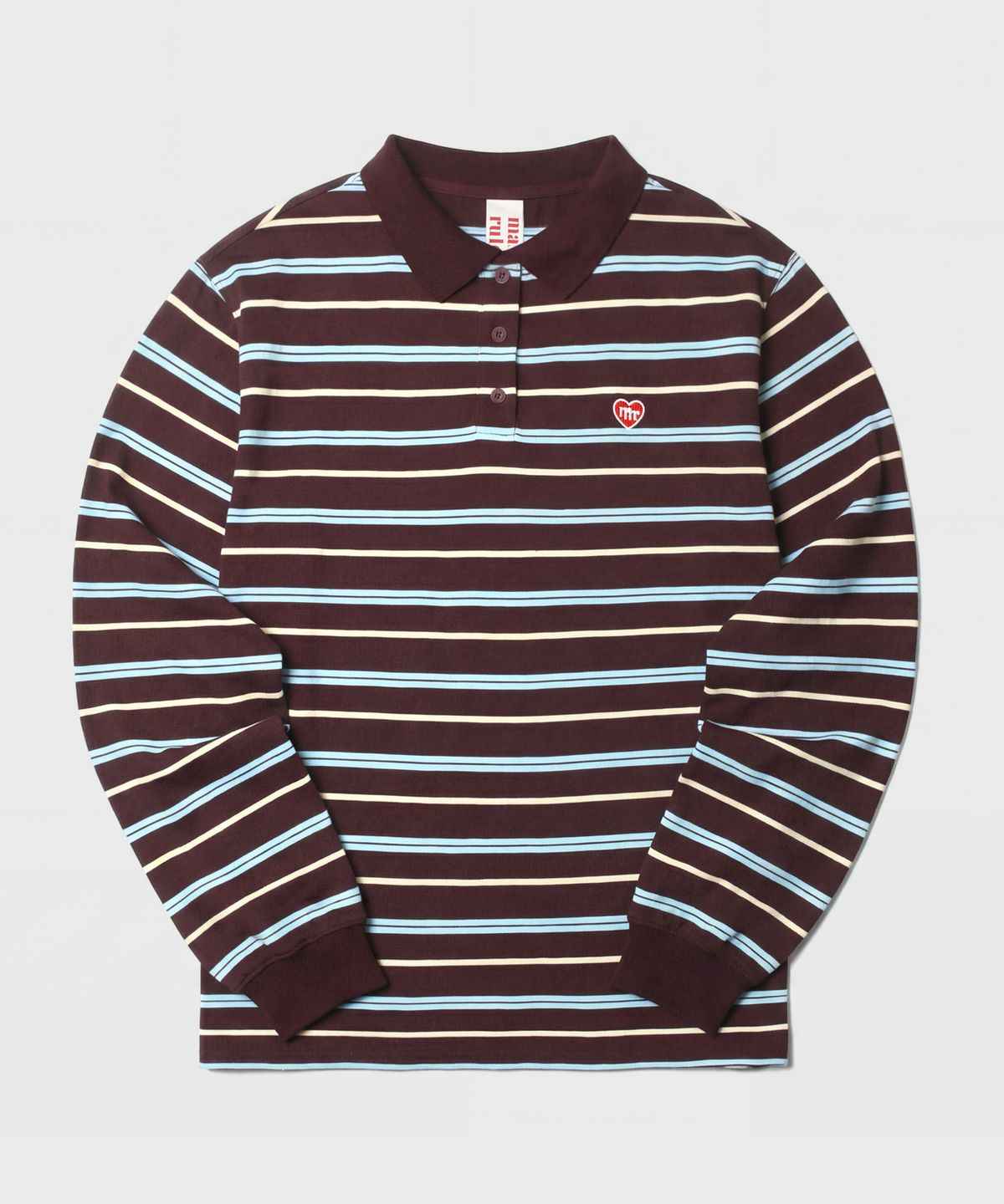 마스마룰즈 어패럴(MASMARULEZ APPAREL) Multi Strip Collar Long Sleeve_Red Brown